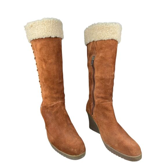 UGG Women’s Felicity Brown Suede Cuffed Wedge Boot Size US 9 - Picture 5 of 12